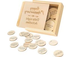 Houten Jubileumgeschenken - Date Night Box - Koppels Verbinden - 52 Datum Ideeën - 11 x 11 x 3 cm