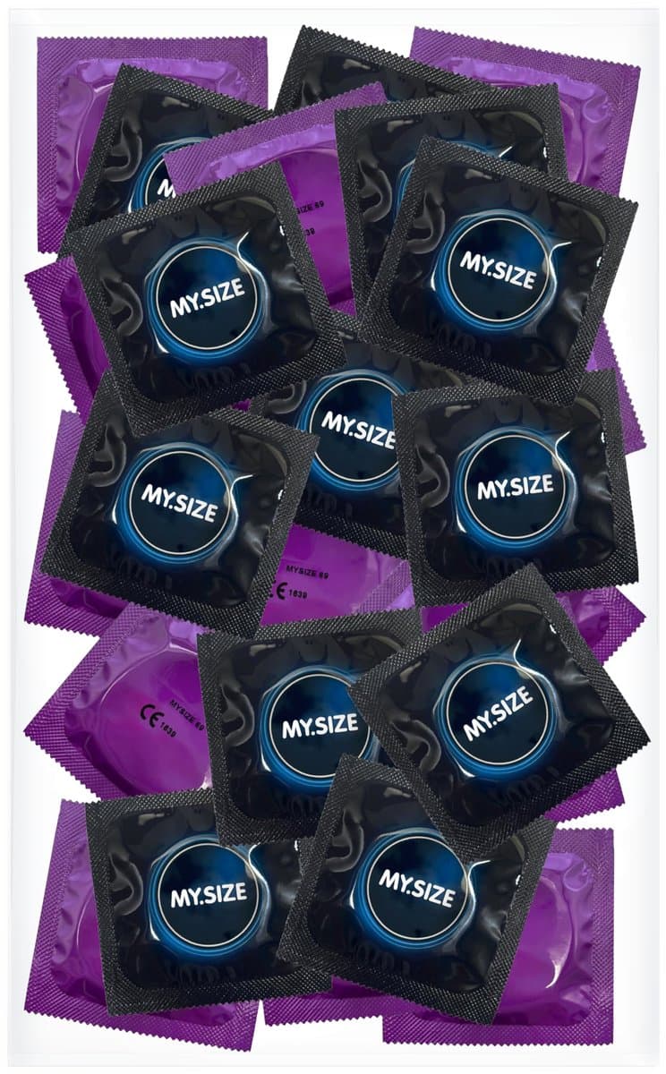 MY.SIZE condooms 69 mm – 25 stuks in foliezakje – Extra grote condooms voor perfecte pasvorm & zekerheid – Dun, transparant, comfortabel & huidvriendelijk — afbeelding 1