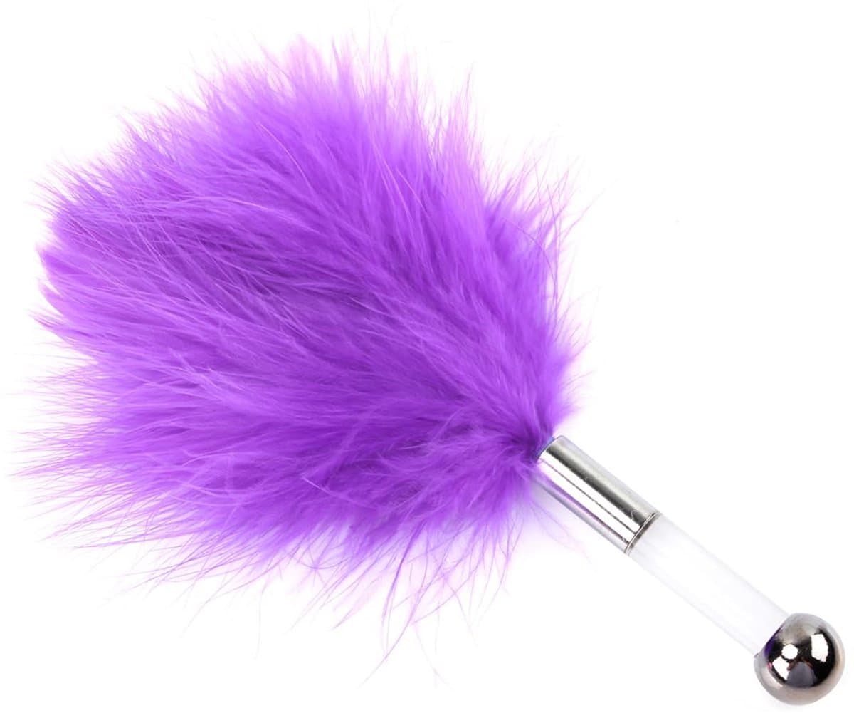 Kietelaar - Veerpluim - Feather tickler - Massageveer - Sensuele accessoire - Zachte veren - Ontspanningsmassage - Streelveer - Strelen - Erotisch speeltje - Paars - 1 stuk - Jonyx — afbeelding 1
