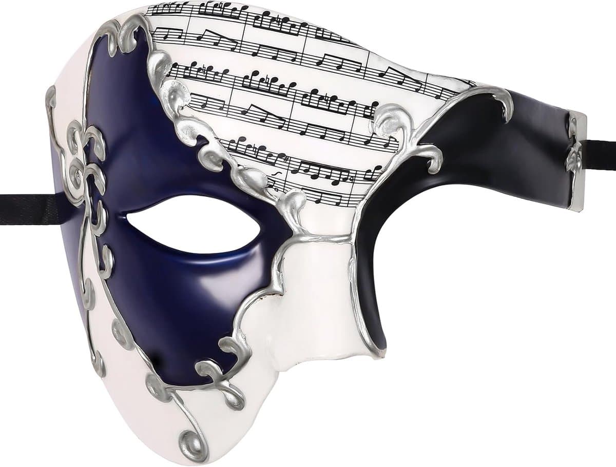 Venetiaans masker voor heren, halfmasker: retro kostuum maskerade Venetië oogmasker vintage licht aangenaam kostuum masker voor gemaskerd bal maskerade Phantom van de Opera, Kunststof — afbeelding 1