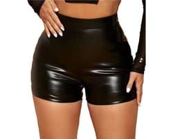 Dames Lakleren Booty Shorts Hoge Taille Mini-Shorts Party Clubwear