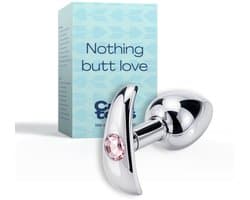 Cupitoys® Metalen buttplug - Zilver - Diamant lichtroze - Anker - Large - Sex toys voor vrouwen - Sex toys voor mannen - Buttplugs