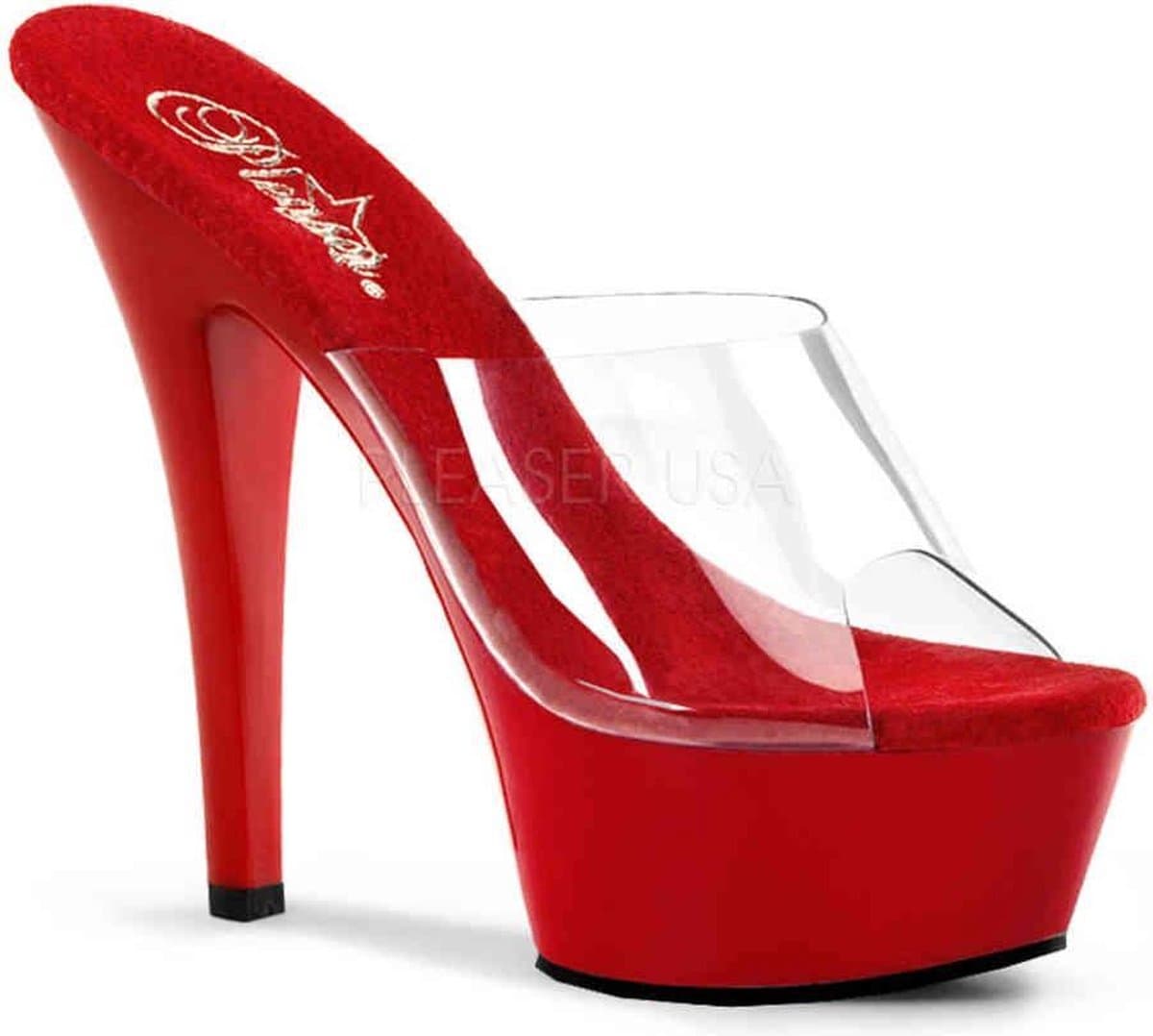Pleaser - KISS201 Muiltjes - Paaldans schoenen - 35 Shoes - Rood — afbeelding 1
