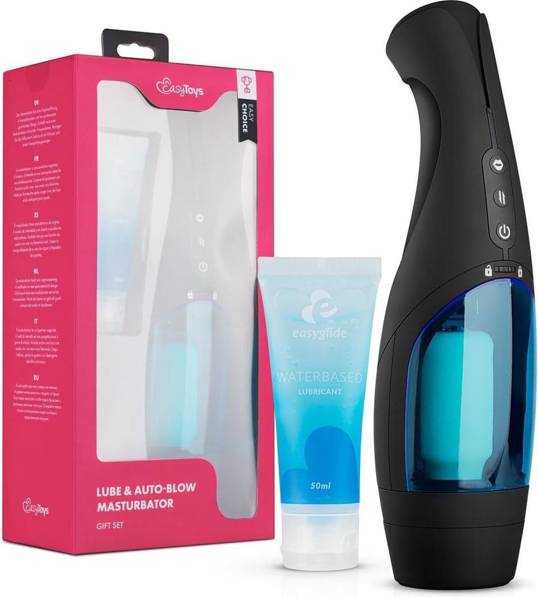 Easy Choice - Thrusting Masturbator - Sex Toys voor Mannen - Masturbator voor Man - Masturbators - Pocketpussy - Glijmiddel Waterbasis - EasyGlide Glijmiddel - Erotische Giftset - Cadeau Man - EasyToys - Zwart — afbeelding 1