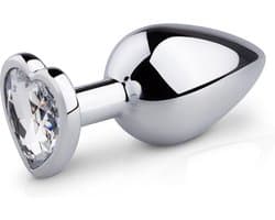 Metalen buttplug met hartje - zilverkleurig