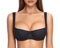 Push Up BH Balconette met Beugel en Kant voor Grote Maten Vrouwen