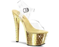 Pleaser - STARDUST-708 Sandaal met enkelband, Paaldans schoenen - Paaldans schoenen - 39 Shoes - Goudkleurig
