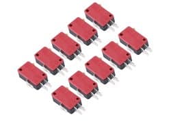 Dailygoods- Micro Switch - 10 Stuks - Hoge Sensitiviteit - Drie Pinnen - Betrouwbaar - Lange Levensduur - Compatibel met Arcade Knoppen - Drukknop