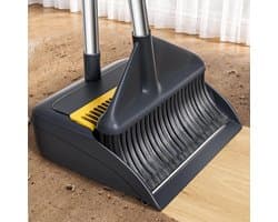 Bezemset met steel en schep, verstelbare steel, voor vloeren, terras, camping