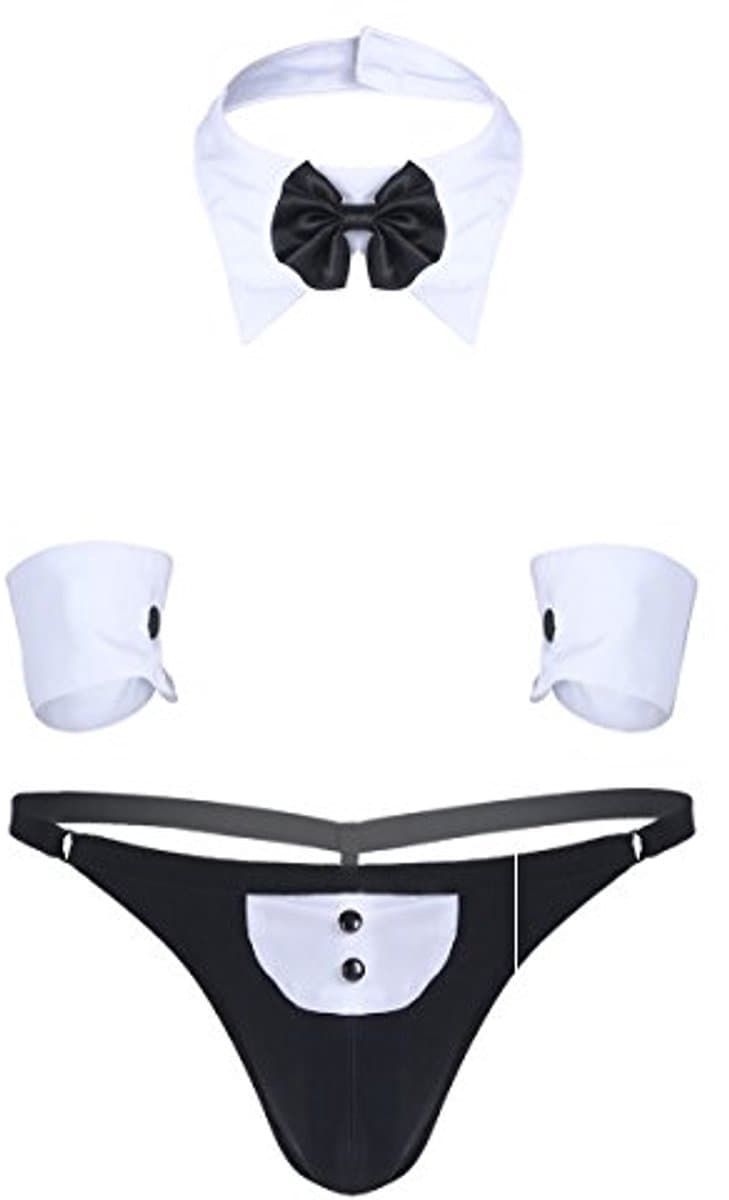 TiaoBug Butlers Stripper kostuum voor heren, stripperkostuum, sexy stripperkostuum, set van vlinderdas, bretels, onderbroek en armbanden — afbeelding 1