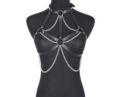 WiseGoods Premium Sexy Body Chain - SM Sex Accessoires - Sex Toys - Lingerie - Erotisch - Erotiek Riemen - Cadeau - Zwart / Zilver