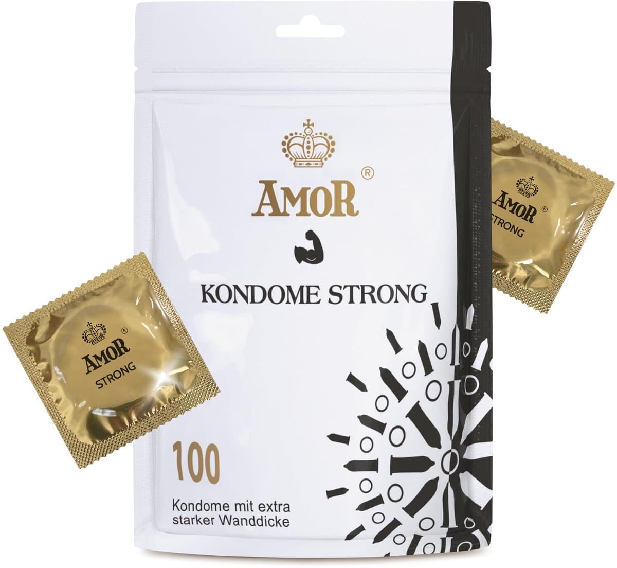 AMOR Premium Strong condooms, Extra sterke wanddikte 0,08 mm, Ø 53 mm, 100 stuks — afbeelding 1