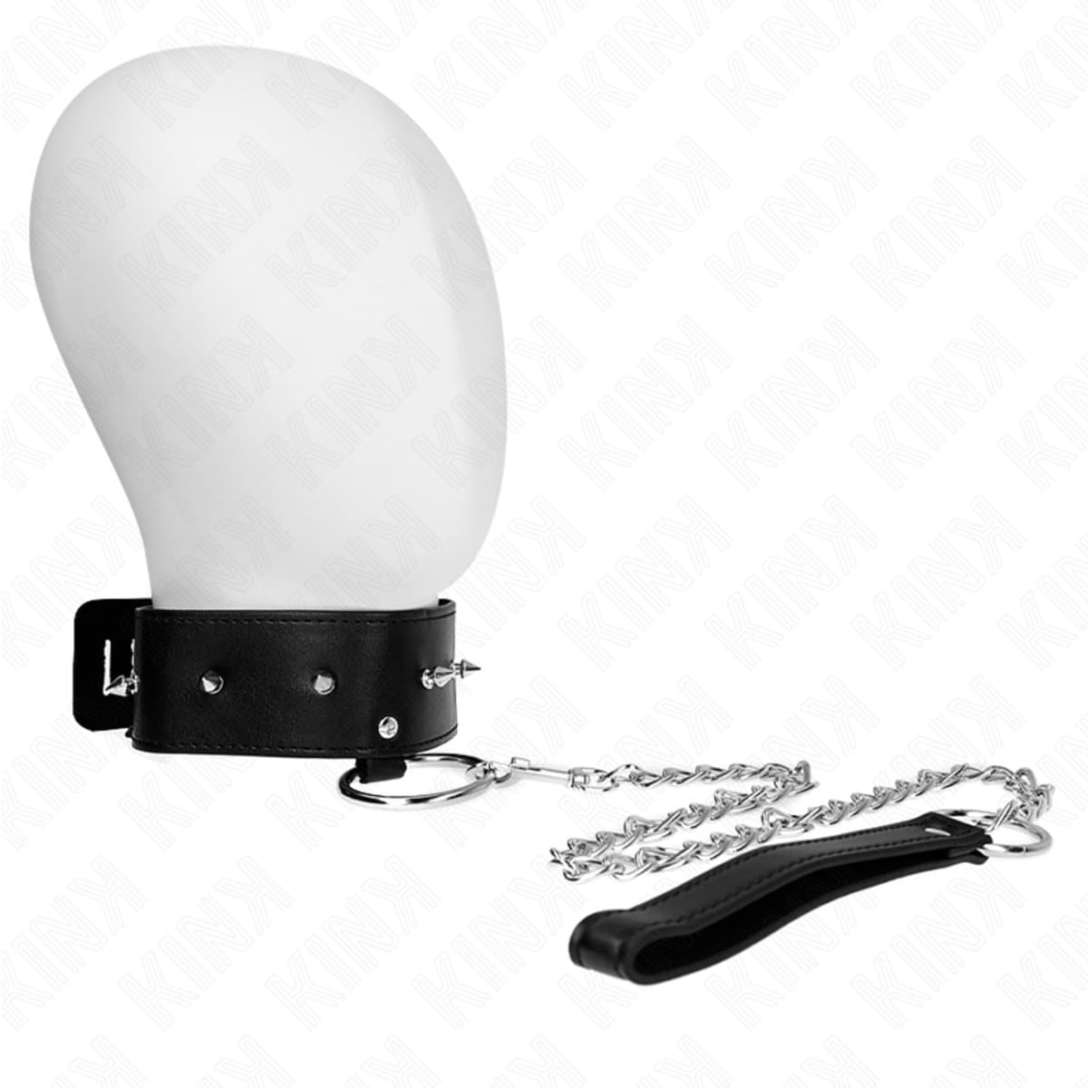KINK - KETTING 65 cm MET RIEM MET ZILVEREN STUDS, VERSTELBAAR 36-43 CM X 5 CM | KINKY | KETTING | KINKY KETTING | BONDAGE | BDSM | EXTREME BDSM | FETISH | SEKSSPEELTJES VOOR KOPPELS | SEX TOYS VOOR KOPPELS — afbeelding 1