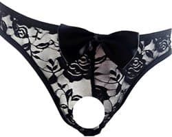 BamBella ® - Slip - maat Onesize S/M - zwart Sexy erotische heren onderbroek mannen kant stof strik