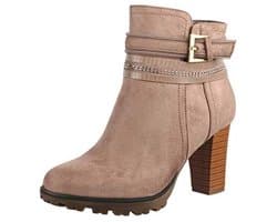 Dames Enkellaarsjes met Blokhak en Antislip Zool