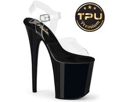 Pleaser - FLAMINGO808PREM Sandaal met enkelband, Paaldans schoenen - US 7 - 37 Shoes - Transparant