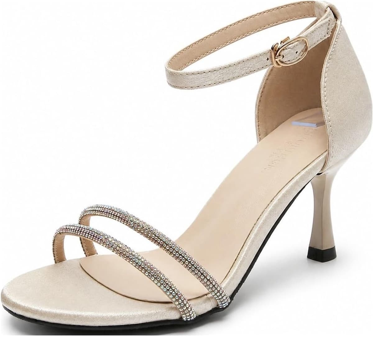 Sandalen Met Hoge Naaldhak Van 7 Cm Voor Dames - Elegante Strass Enkelbandjes - Chique Effect En Stabiel Comfort Voor Avondfeest — afbeelding 1