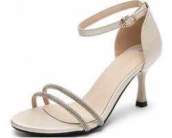 Sandalen Met Hoge Naaldhak Van 7 Cm Voor Dames - Elegante Strass Enkelbandjes - Chique Effect En Stabiel Comfort Voor Avondfeest