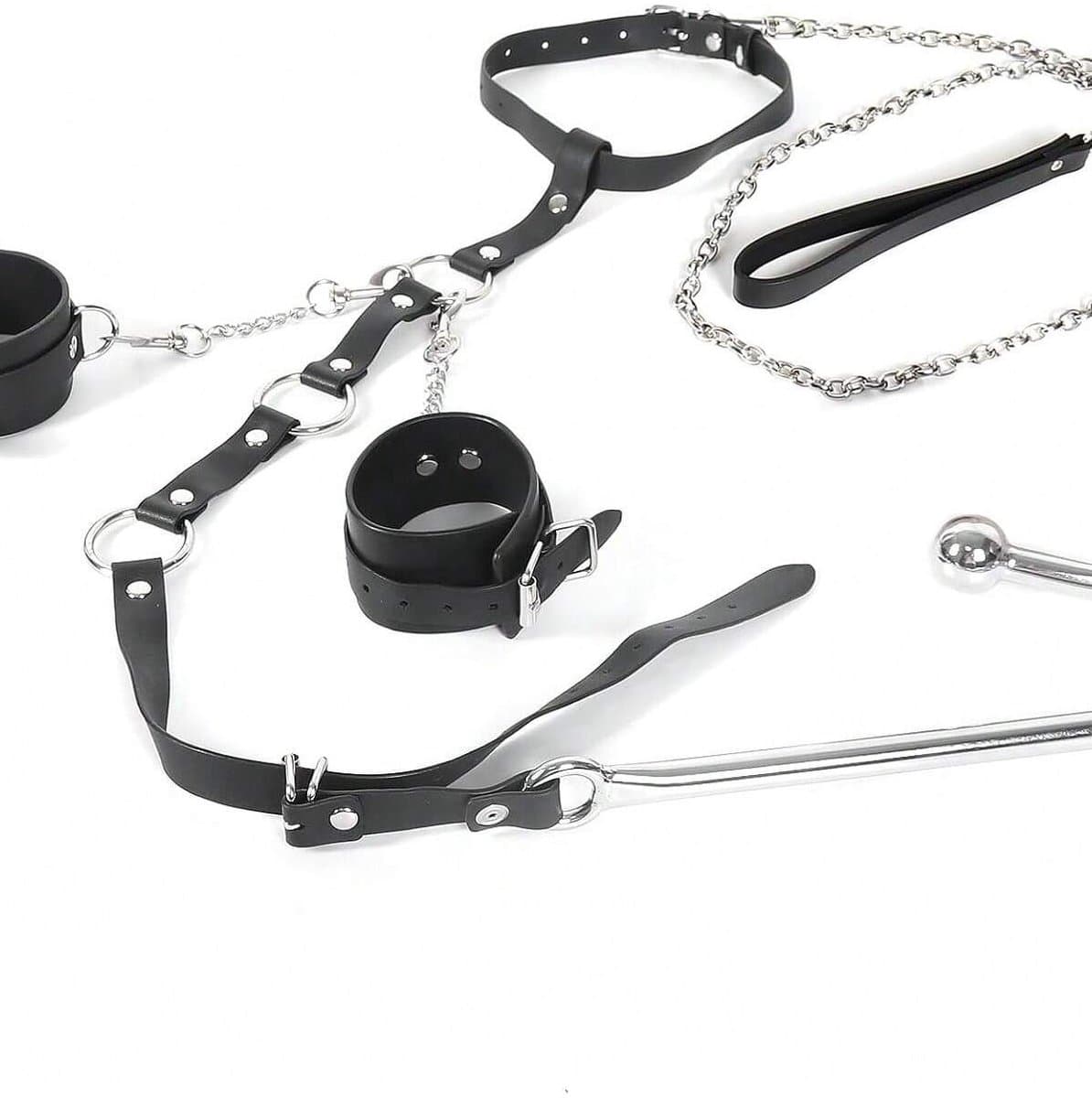 Vibrerende haak BDSM seksbondage - nek-tot-pols bondageset, seksspeeltjes voor koppels, verstelbare handboeien op de rug bondageset — afbeelding 1