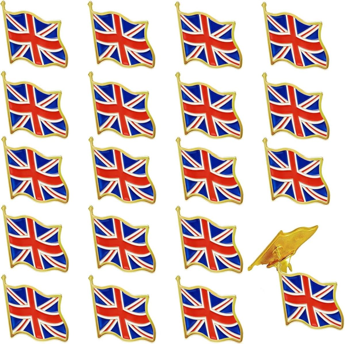 20 stuks Britse pinspelden, klein Verenigd Koninkrijk, vlaggenpin, metalen broche, nationale badge, voor rugzak, jas, kleding, collar fans, verzamelaars, reizigers — afbeelding 1