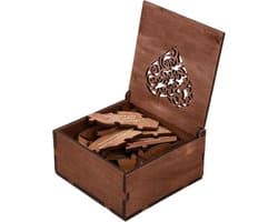 Houten Hartpuzzel - Cadeau Doos - Romantisch Cadeau - 28 Redenen - 12.5 cm - Houtkleur