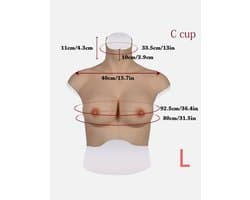 Siliconen Borsten- plus size L XL Borstprothese-Nep borsten- C cup- Cosplay- Travestie-Transgender-Crossdresser-Travestiet-100% siliconen-Breastplate- Oil Free- Non sticky-