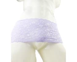 BamBella® Slip Paars lila open kruis kant voor mannen - S/M - doorzichtig Erotische onderbroek Sexy Lingerie Heren - Zwart mannen ondergoed slip